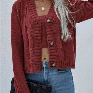 Cable Knit Drop Shoulder Sweater/Cardigan